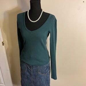Universal Thread Teal V-Neck Long Sleeve Top